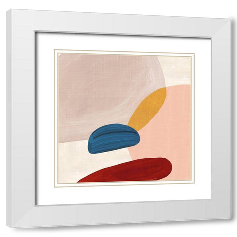 Pink Pebbles II White Modern Wood Framed Art Print with Double Matting by Watts, Eva
