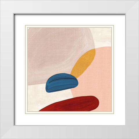 Pink Pebbles II White Modern Wood Framed Art Print with Double Matting by Watts, Eva
