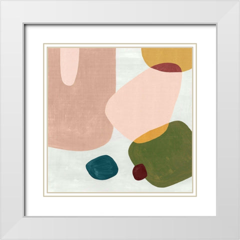 Pink Pebbles III White Modern Wood Framed Art Print with Double Matting by Watts, Eva