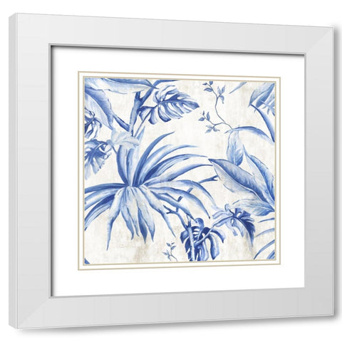 Palms Toile I White Modern Wood Framed Art Print with Double Matting by Watts, Eva