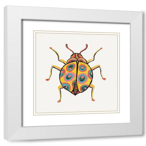 Golden Beetle White Modern Wood Framed Art Print with Double Matting by Watts, Eva