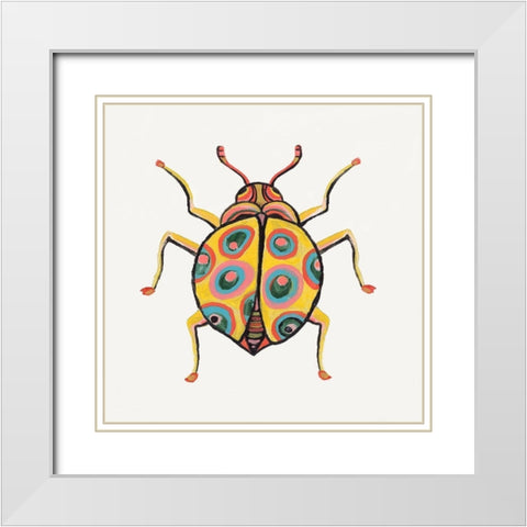 Golden Beetle White Modern Wood Framed Art Print with Double Matting by Watts, Eva