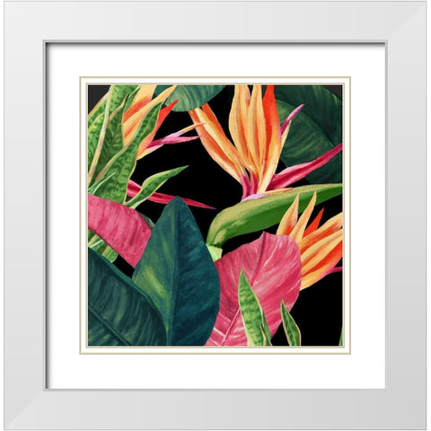 Green Palms White Modern Wood Framed Art Print with Double Matting by Watts, Eva
