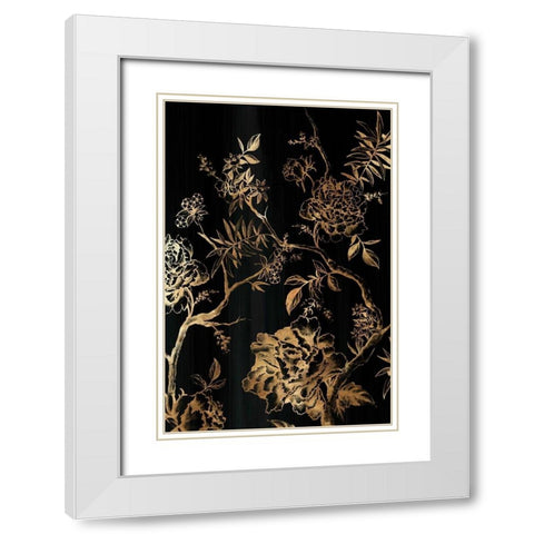 Dark Oriental Blooms White Modern Wood Framed Art Print with Double Matting by Watts, Eva