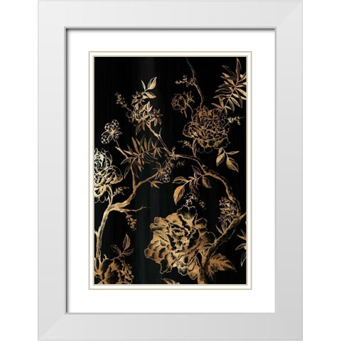Dark Oriental Blooms White Modern Wood Framed Art Print with Double Matting by Watts, Eva