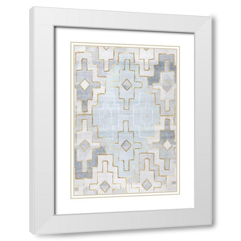 Silver Blue II White Modern Wood Framed Art Print with Double Matting by Watts, Eva