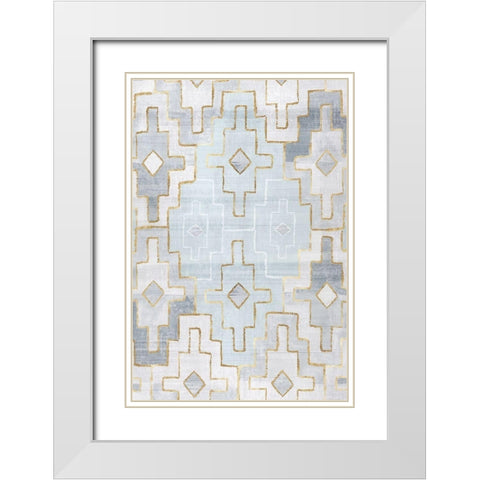 Silver Blue II White Modern Wood Framed Art Print with Double Matting by Watts, Eva