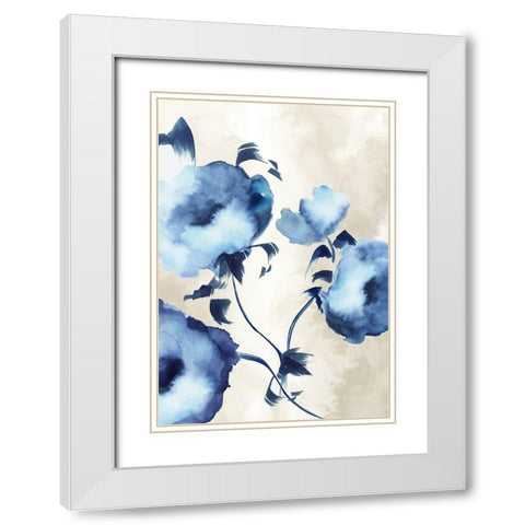 Silky Floral I White Modern Wood Framed Art Print with Double Matting by Watts, Eva