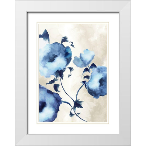 Silky Floral I White Modern Wood Framed Art Print with Double Matting by Watts, Eva