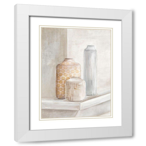 Delicate Vases I White Modern Wood Framed Art Print with Double Matting by Watts, Eva