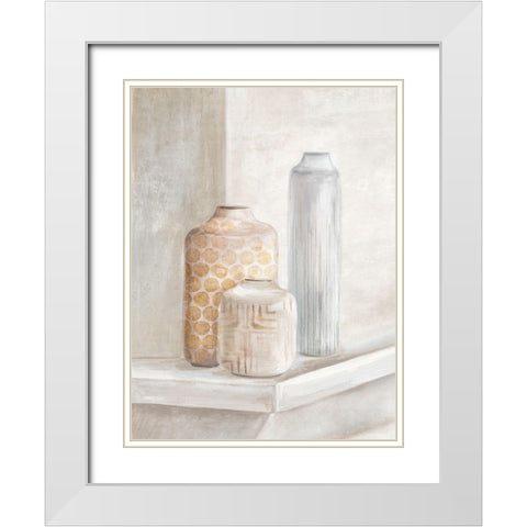 Delicate Vases I White Modern Wood Framed Art Print with Double Matting by Watts, Eva