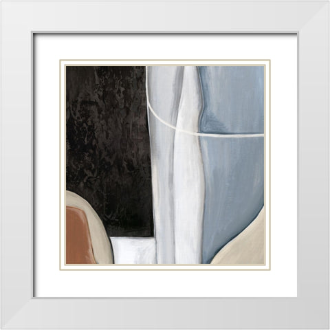 Blue Match II White Modern Wood Framed Art Print with Double Matting by Watts, Eva