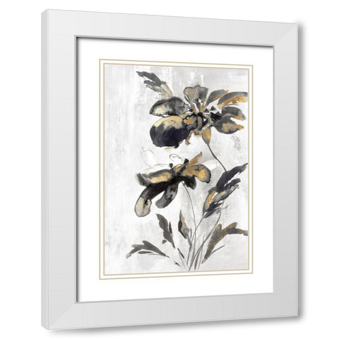 Blue Daphne I Gold Version White Modern Wood Framed Art Print with Double Matting by Watts, Eva