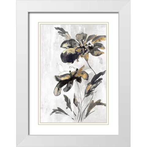 Blue Daphne I Gold Version White Modern Wood Framed Art Print with Double Matting by Watts, Eva