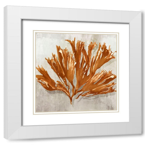 Rustic Coral I White Modern Wood Framed Art Print with Double Matting by Watts, Eva