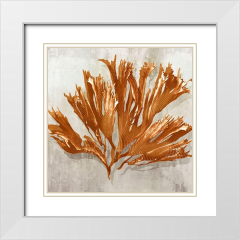 Rustic Coral I White Modern Wood Framed Art Print with Double Matting by Watts, Eva