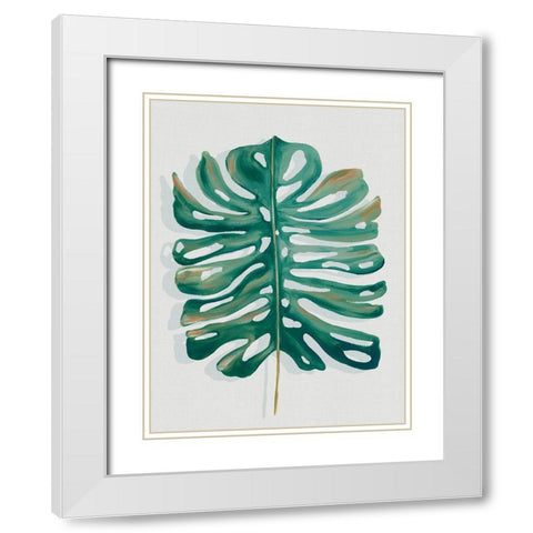 Modern Tropic Leaf II White Modern Wood Framed Art Print with Double Matting by Watts, Eva