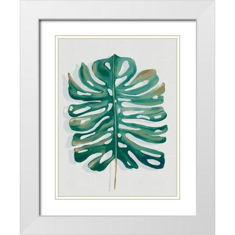 Modern Tropic Leaf II White Modern Wood Framed Art Print with Double Matting by Watts, Eva
