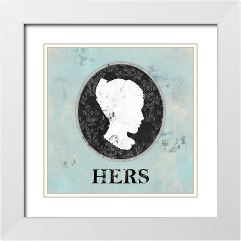 Hers Cameo White Modern Wood Framed Art Print with Double Matting by Fontaine, Drako