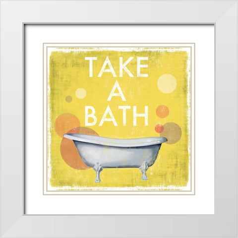Take a Bath White Modern Wood Framed Art Print with Double Matting by Fontaine, Drako