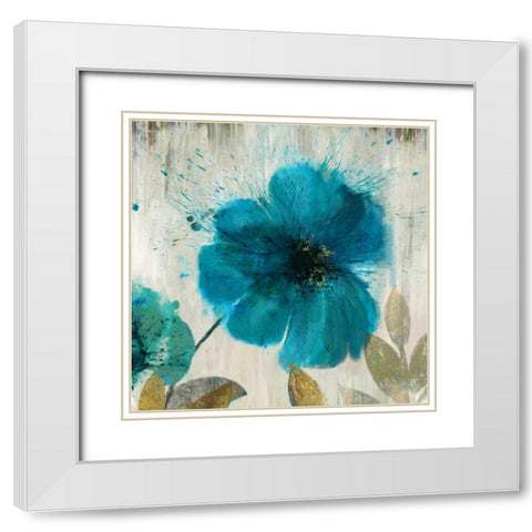 Teal Splash I - Mini White Modern Wood Framed Art Print with Double Matting by Jensen, Asia