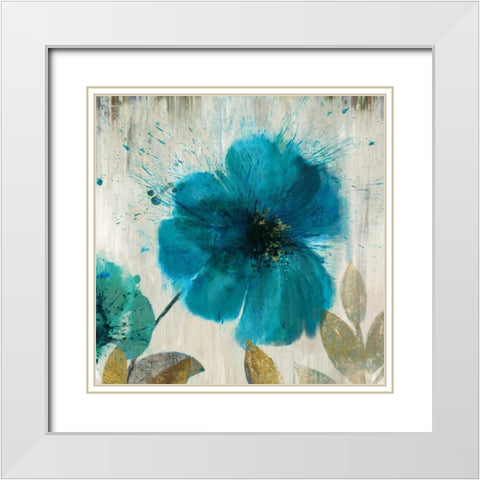 Teal Splash I - Mini White Modern Wood Framed Art Print with Double Matting by Jensen, Asia