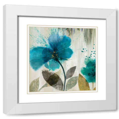 Teal Splash II - Mini White Modern Wood Framed Art Print with Double Matting by Jensen, Asia