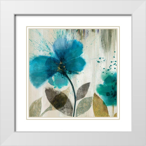 Teal Splash II - Mini White Modern Wood Framed Art Print with Double Matting by Jensen, Asia