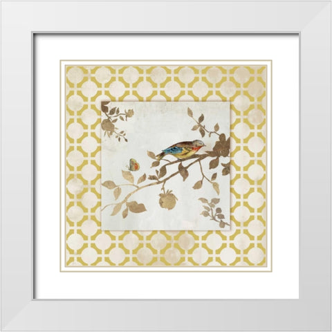 Audubon Tile I - Mini White Modern Wood Framed Art Print with Double Matting by Jensen, Asia