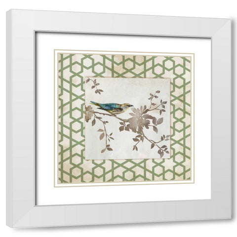 Audubon Tile II - Mini White Modern Wood Framed Art Print with Double Matting by Jensen, Asia