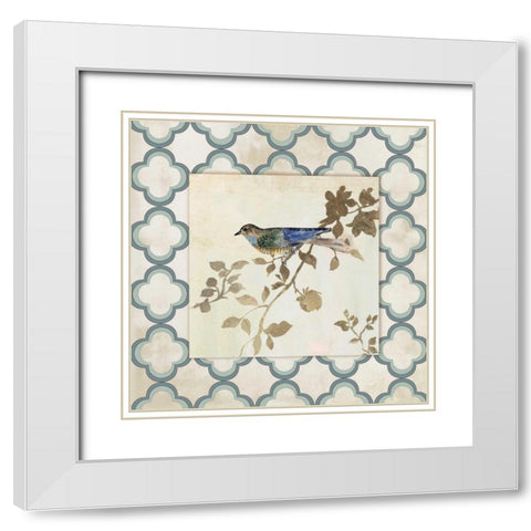 Audubon Tile III - Mini White Modern Wood Framed Art Print with Double Matting by Jensen, Asia