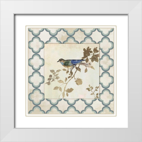 Audubon Tile III - Mini White Modern Wood Framed Art Print with Double Matting by Jensen, Asia