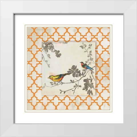 Audubon Tile IV - Mini White Modern Wood Framed Art Print with Double Matting by Jensen, Asia