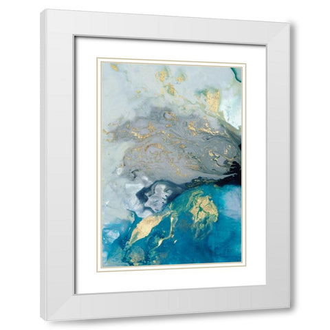 Ocean Splash I White Modern Wood Framed Art Print with Double Matting by PI Galerie