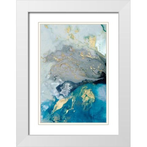 Ocean Splash I White Modern Wood Framed Art Print with Double Matting by PI Galerie