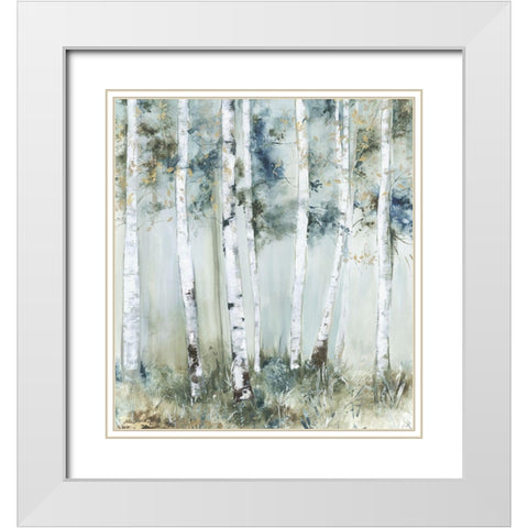 Birch Blue Forest White Modern Wood Framed Art Print with Double Matting by Pearce, Allison