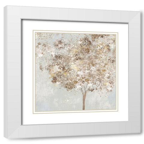 Golden Shimmering Tree White Modern Wood Framed Art Print with Double Matting by Pearce, Allison