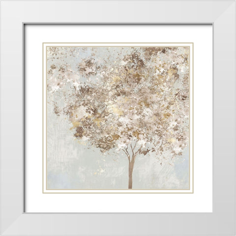 Golden Shimmering Tree White Modern Wood Framed Art Print with Double Matting by Pearce, Allison