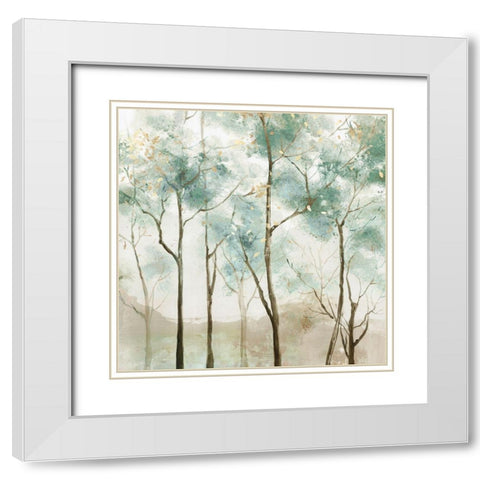 Sunny Green Forest White Modern Wood Framed Art Print with Double Matting by Pearce, Allison