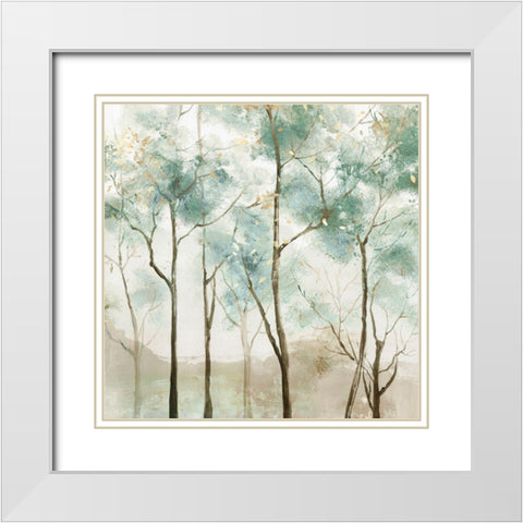 Sunny Green Forest White Modern Wood Framed Art Print with Double Matting by Pearce, Allison