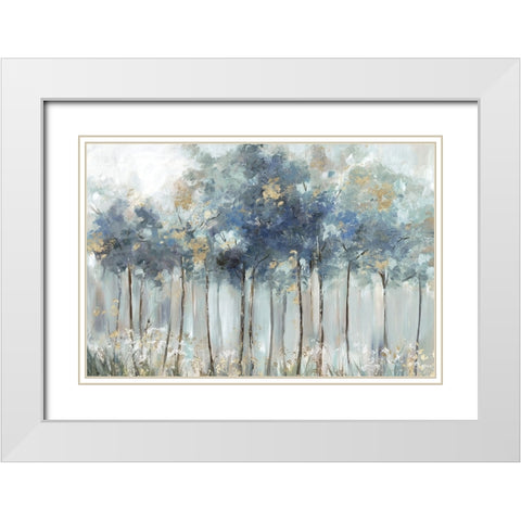 Blue Golden Forest White Modern Wood Framed Art Print with Double Matting by Pearce, Allison