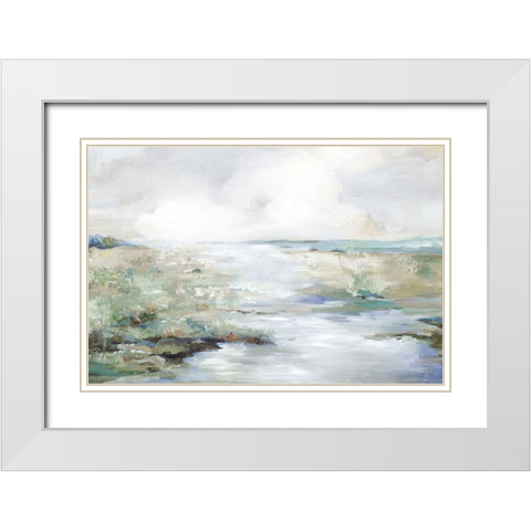 Green Beach White Modern Wood Framed Art Print with Double Matting by Pearce, Allison
