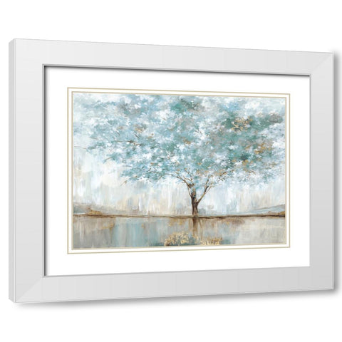 Dreamy Blue Tree White Modern Wood Framed Art Print with Double Matting by Pearce, Allison