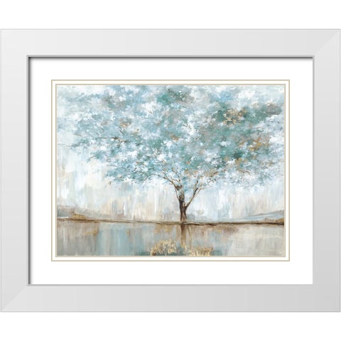 Dreamy Blue Tree White Modern Wood Framed Art Print with Double Matting by Pearce, Allison