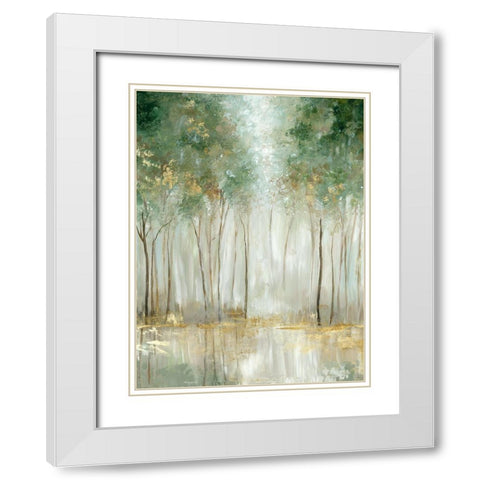Green And Gold Forest White Modern Wood Framed Art Print with Double Matting by Pearce, Allison