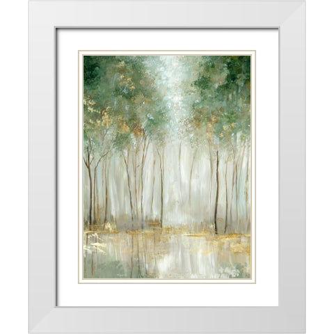 Green And Gold Forest White Modern Wood Framed Art Print with Double Matting by Pearce, Allison