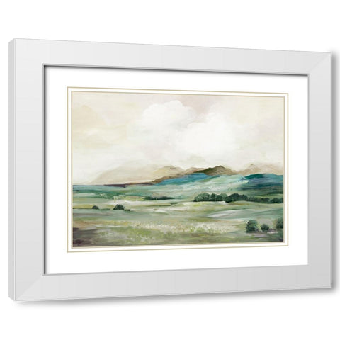 Serene Hillside Greens White Modern Wood Framed Art Print with Double Matting by Pearce, Allison