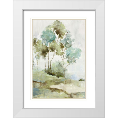 Serene Green Forest I White Modern Wood Framed Art Print with Double Matting by Pearce, Allison