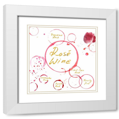 Rose Wine Gold White Modern Wood Framed Art Print with Double Matting by PI Studio
