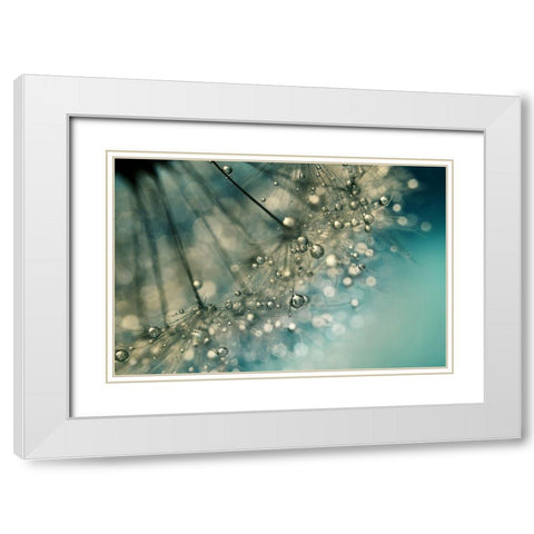 Indigo Sparkles White Modern Wood Framed Art Print with Double Matting by Johnstone, Sharon